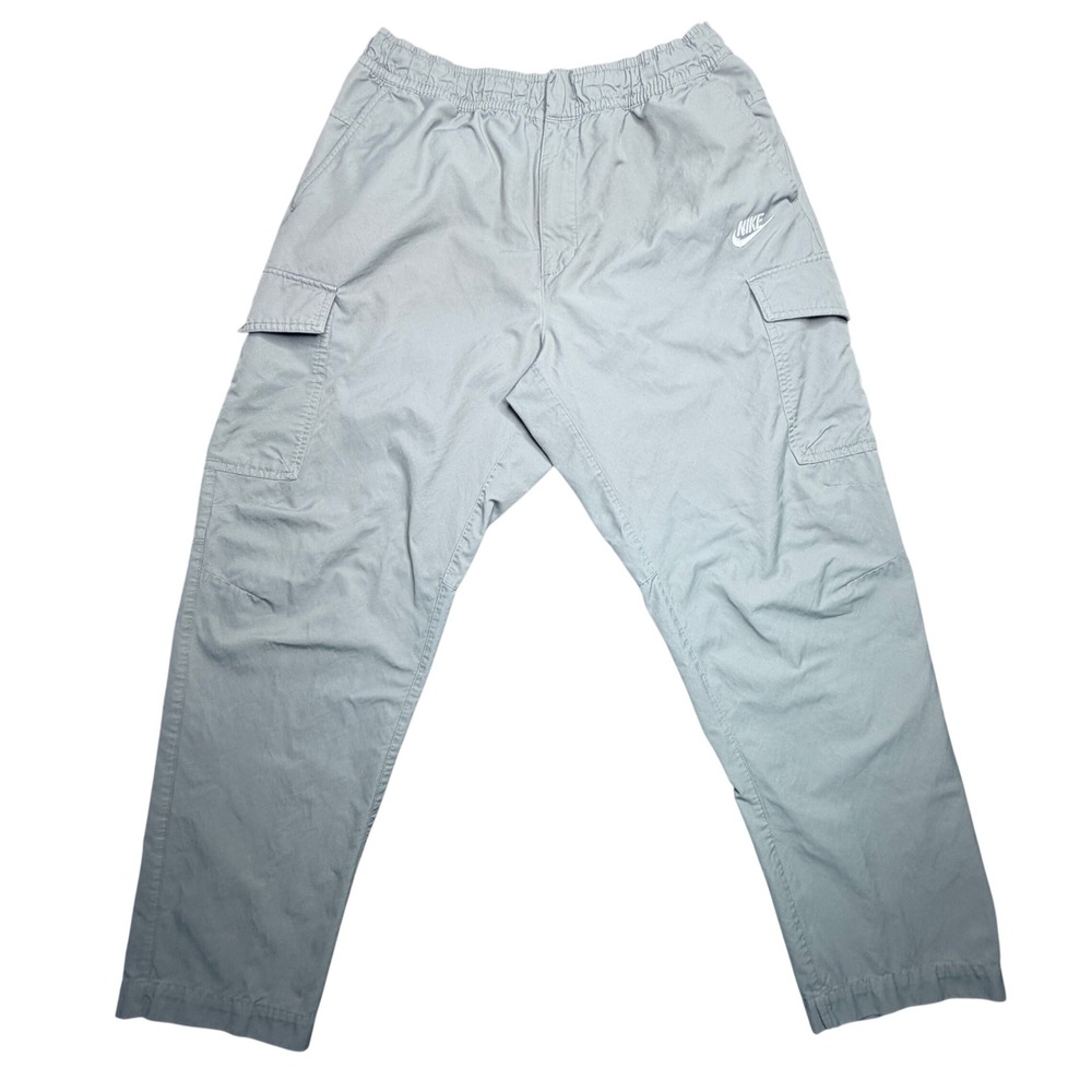 Nike Club Cargo Pants Mens Sz XL Grey Cotton Nylon Elastic Waist Tapered Jogger
